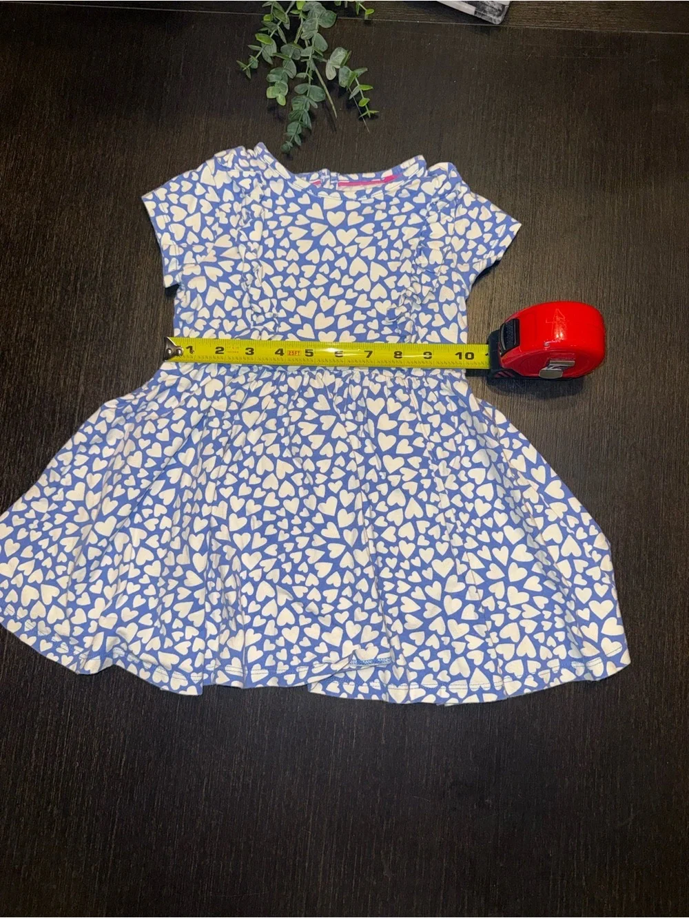 Mini Boden Blue and White Heart Ruffle Dress